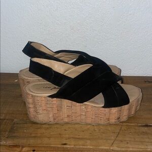 Free People Black Velvet Platform Sandals